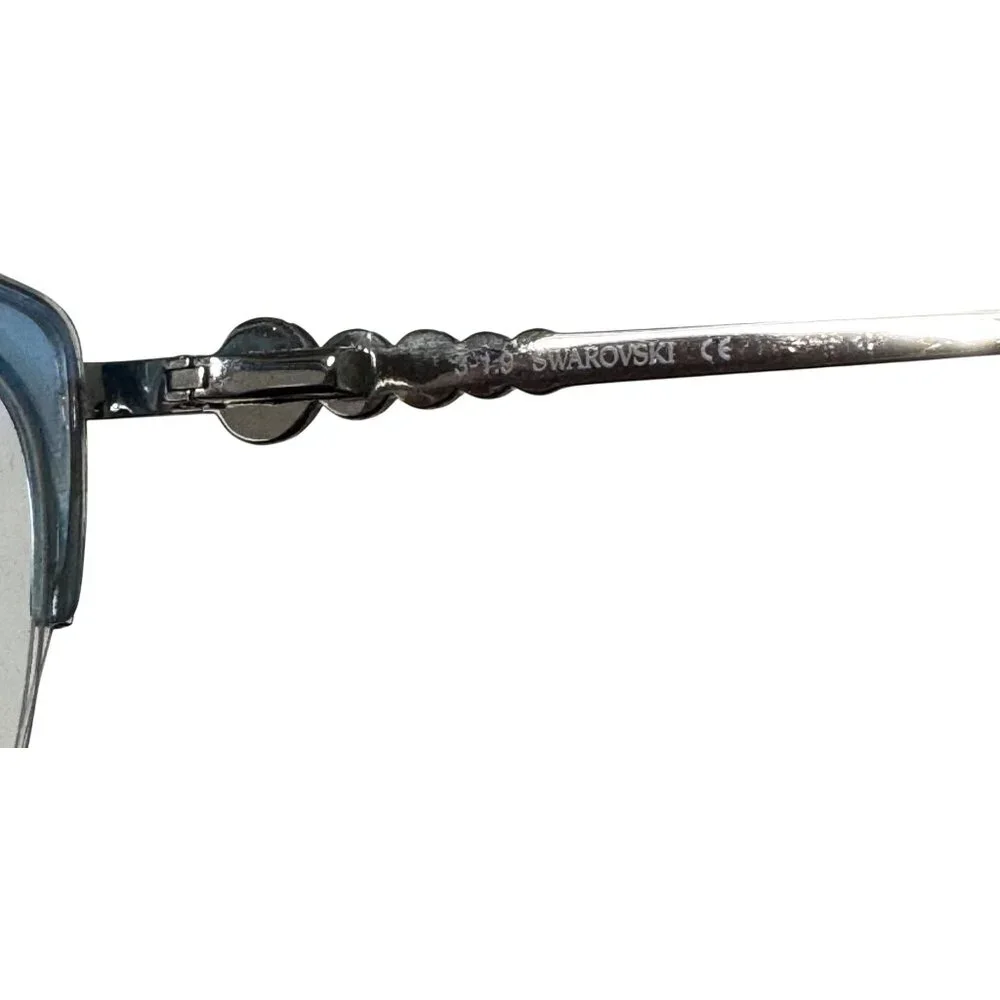 Swarovski SK5307 Eyeglass Frame Only 55-17-140 Blue Metal Semi-Rimless Gemstones - Picture 5 of 14